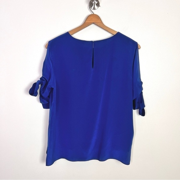 Amanda Uprichard Blue Silk Tie Sleeve Blouse - Picture 9 of 9